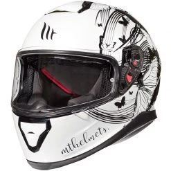 MT Helmets Casque De Moto Intégral Casques MT Thunder3 SV VLINDER A1 Blanc Brillant