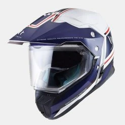 MT Helmets Casque De Moto Intégral Cross Enduro MT Casques Synchrony DuoSport Vintage Blanc Bleu