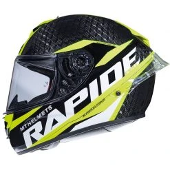 MT Helmets Casque De Moto Intégral En MT Casques Fibre RAPIDE PRO CARBON C3 Noir Jaune Fluo Brillant