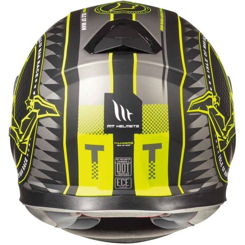 MT Helmets Casque De Moto Intégral MT Casques Thunder3 SV ISLE OF MAN A3 Noir Mat Fluo Jaune 5 MT Helmets Casque De Moto Intégral MT Casques Thunder3 SV ISLE OF MAN A3 Noir Mat Fluo Jaune – Image 3
