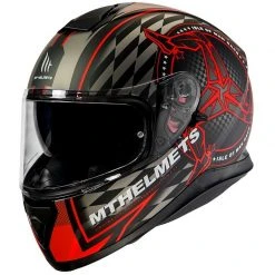 MT Helmets Casque De Moto Intégral MT Casques Thunder3 SV ISLE OF MAN B5 Matt Black Red