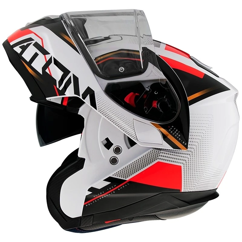 MT Helmets Casque De Moto Modulaire Approuvé P / J Mt Casque ATOM QUARK B5 Blanc Brillant Rouge 3 MT Helmets Casque De Moto Modulaire Approuvé P / J Mt Casque ATOM QUARK B5 Blanc Brillant Rouge