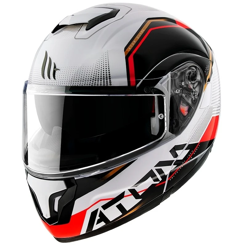 MT Helmets Casque De Moto Modulaire Approuvé P / J Mt Casque ATOM QUARK B5 Blanc Brillant Rouge 4 MT Helmets Casque De Moto Modulaire Approuvé P / J Mt Casque ATOM QUARK B5 Blanc Brillant Rouge – Image 2