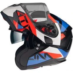 MT Helmets Casque De Moto Modulaire Approuvé P / J Mt Casque ATOM Sv W17 A7 Blanc Bleu Rouge Brillant