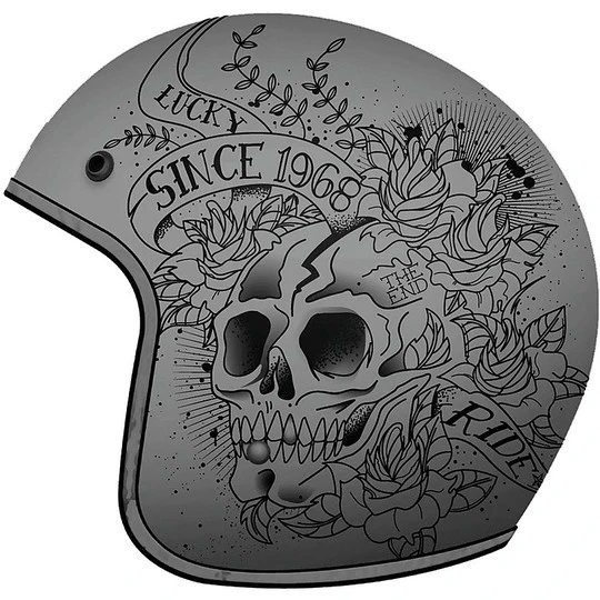 MT Helmets Casque Jet Vintage MT Casques Le Mans SV 2 Skull & Roses A2 Gris Mat 4 MT Helmets Casque Jet Vintage MT Casques Le Mans SV 2 Skull & Roses A2 Gris Mat – Image 2