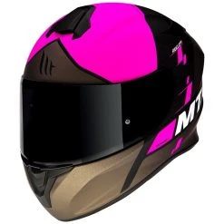 MT Helmets Casque Moto Intégral Mt Casque TARGO Rigel A8 Noir Mat Rose Fluo