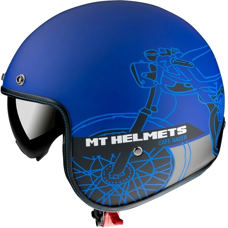 MT Helmets Casque Moto Jet Custom MT Casques Le Mans 2 SV CAFE 'RACER B7 Matt Blue 4 MT Helmets Casque Moto Jet Custom MT Casques Le Mans 2 SV CAFE 'RACER B7 Matt Blue – Image 2