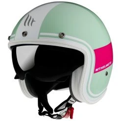 MT Helmets Casque Moto Jet Custom MT Casques Le Mans 2 SV TANT D8 Glossy White Pink
