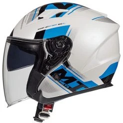 MT Helmets Casque Moto Jet Double Visor MT Casques AVENUE SV SIDEWAY C7 Glossy Blue