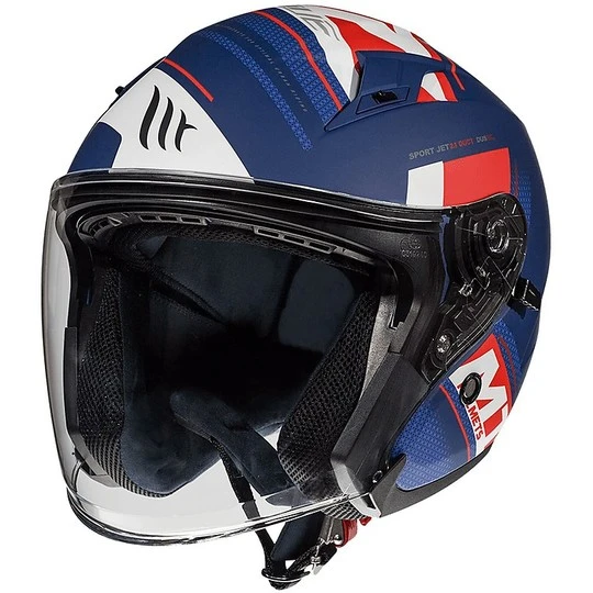 MT Helmets Casque Moto Jet Double Visor MT Casques AVENUE SV SIDEWAY J0 Bleu Mat Blanc 6 MT Helmets Casque Moto Jet Double Visor MT Casques AVENUE SV SIDEWAY J0 Bleu Mat Blanc – Image 4