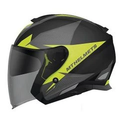 MT Helmets Casque Moto Jet MT Casques Thunder3 SV Jet Wing C4 Noir Matt Yellow Fluo