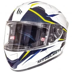 MT Helmets KRE SV Integral Casque De Moto Intrepid B3 Double Visor Fibre White Yellow Fluo